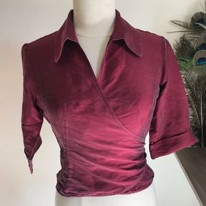 Wrap style silk top